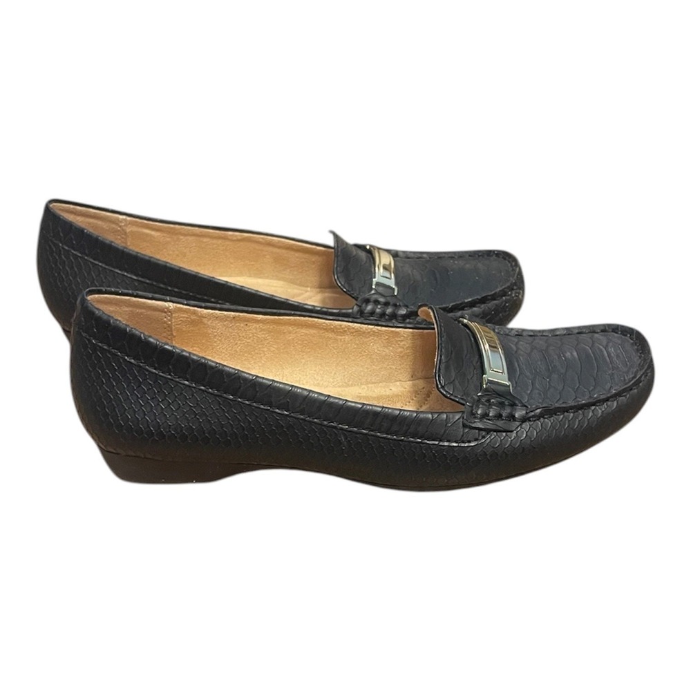 Naturalizer Black Embossed Snake Print Loafer Flats Women's Size 7M N5 Comfort